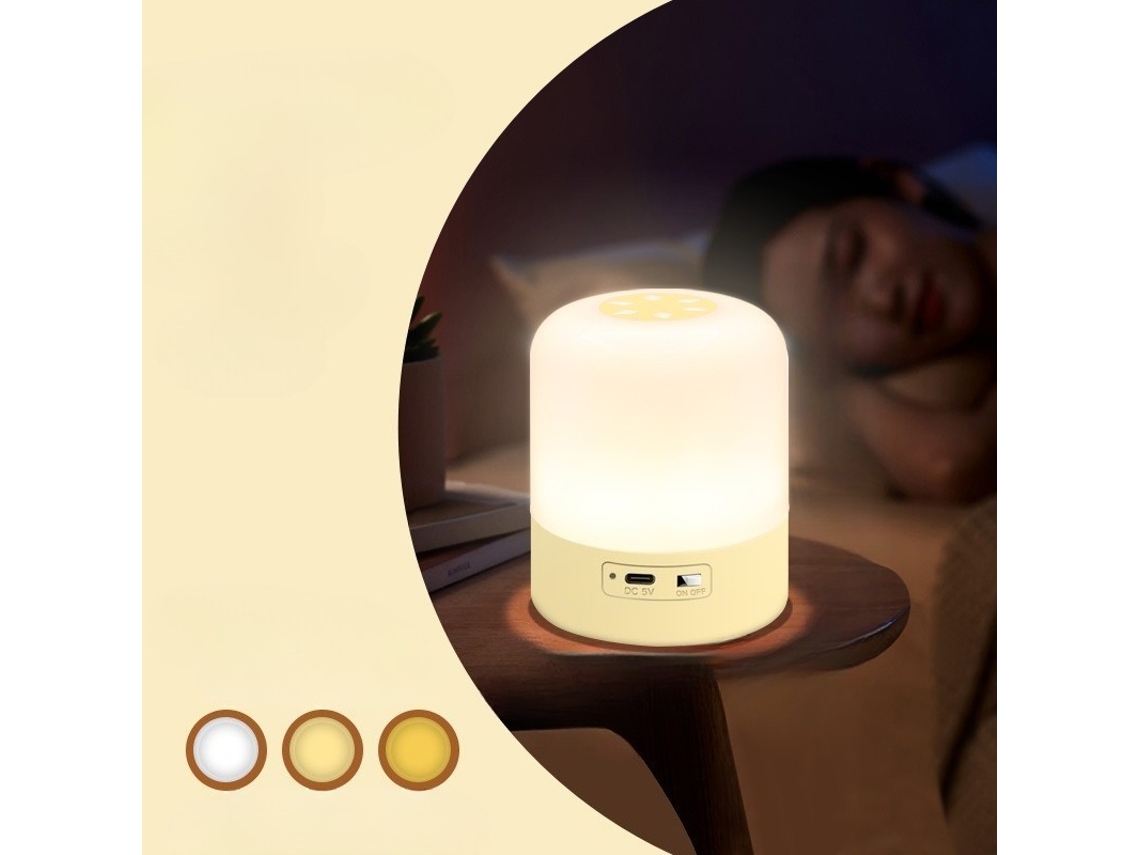 Luz Noturna Portátil para Bebês, 3 Cores de Luz, Bateria Recarregável de 1200mah, Amarela. SIURN