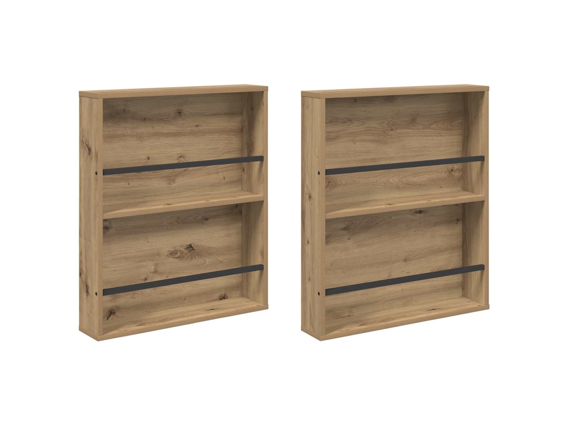 Estante de Revistas 2 Pcs Carvalho Artesanal 60 X 12 X 70 Cm VIDAXL