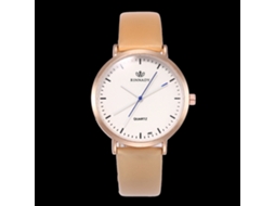 Reloj De Cuarzo Con Correa De Cuero Pu Unisex Casual Zhoulianfa (beige)