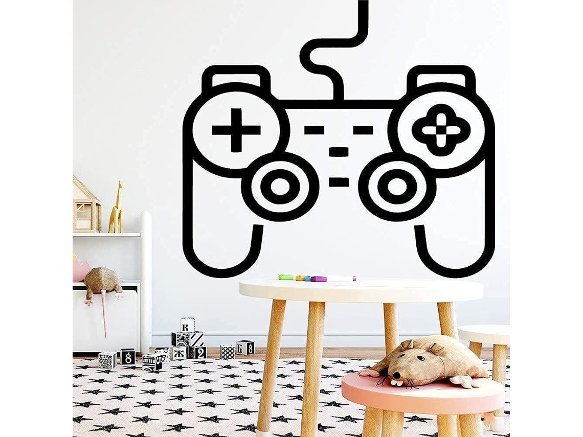 Lindos adesivos de parede de console de videogame para crianças, vinil à prova d'água, decoração para casa, decoração de sala de estar, 30 cm x 33 cm