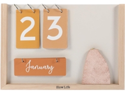 Calendário de Mesa Decorativo Madeira com Mecanismo Manual Virar Páginas, Ideal para Casa Ou Escritório. 28,30