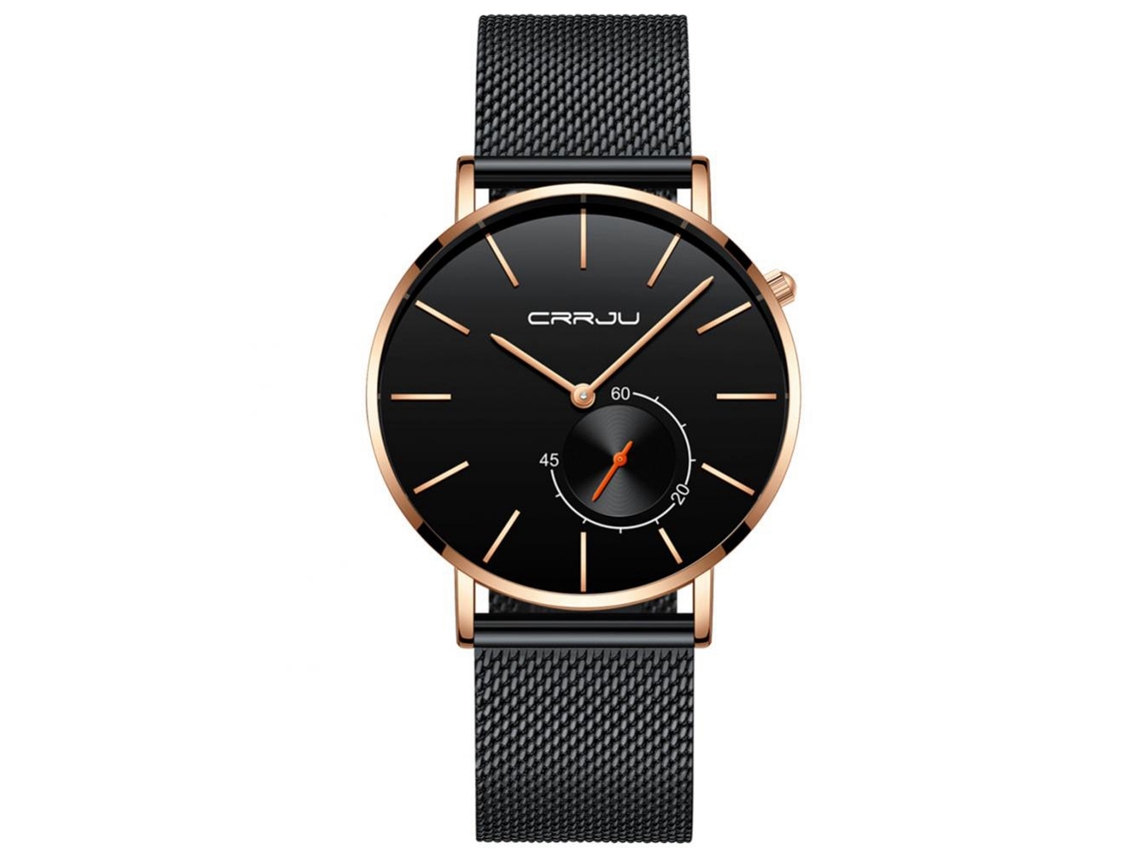 Relógio de pulso Crrju Cute Design com calendário e pulseira de couro para homens 03