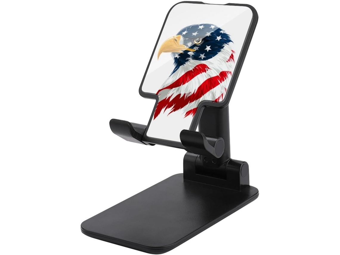 Cabeça De Águia Careca Feroz Com Design Da Bandeira Americana Suporte Dobrável E Ajustável Para Celular, Ideal Para Mesa