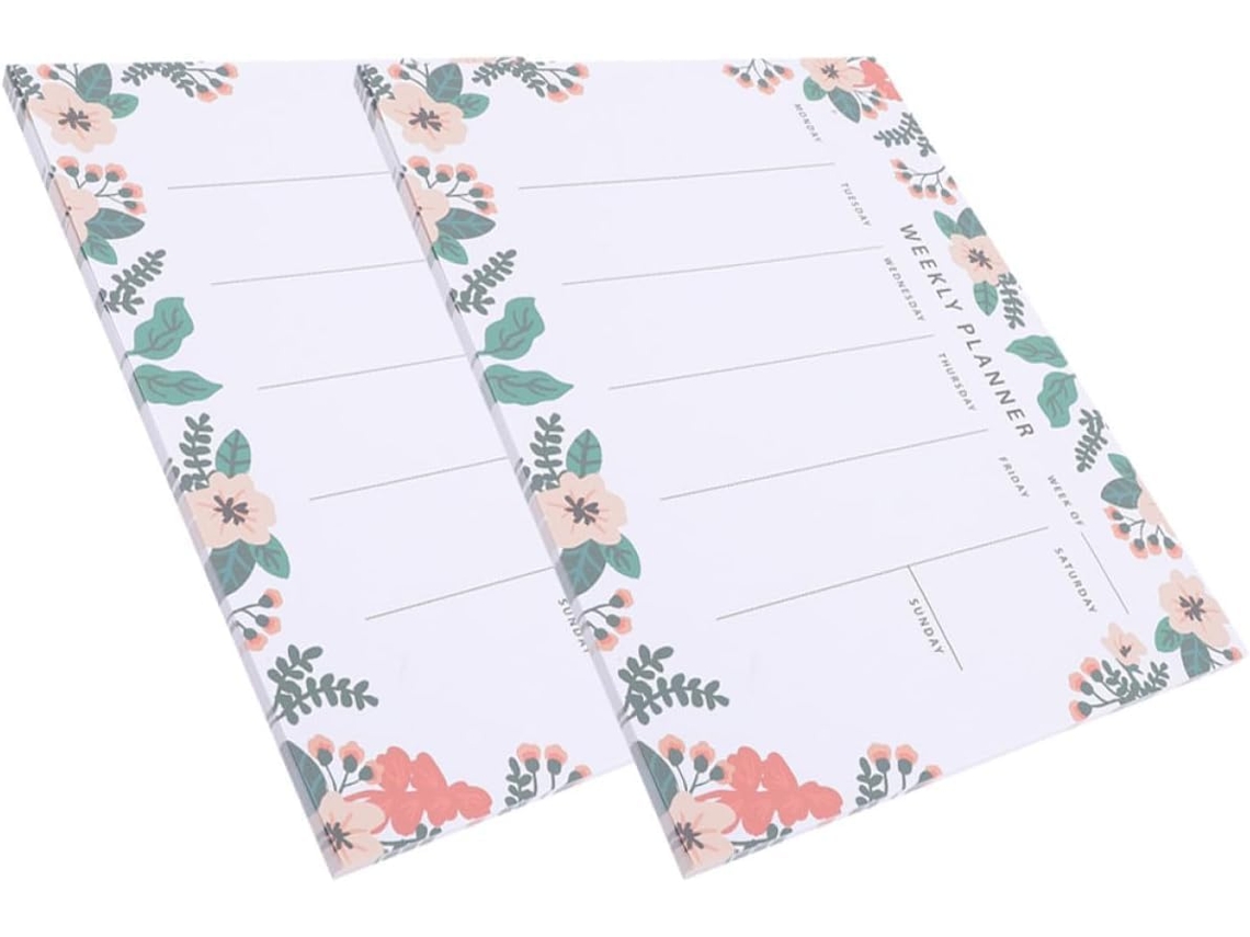 Lote De 2 Blocos De Planejamento Hebdomadaire Fáceis De Escrever Para Uma Utilização No Escritório Com Função