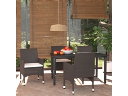 Vidaxl 5 Pcs Conjunto Jantar P/ Jardim C/ Almofadões Vime Pe Castanho