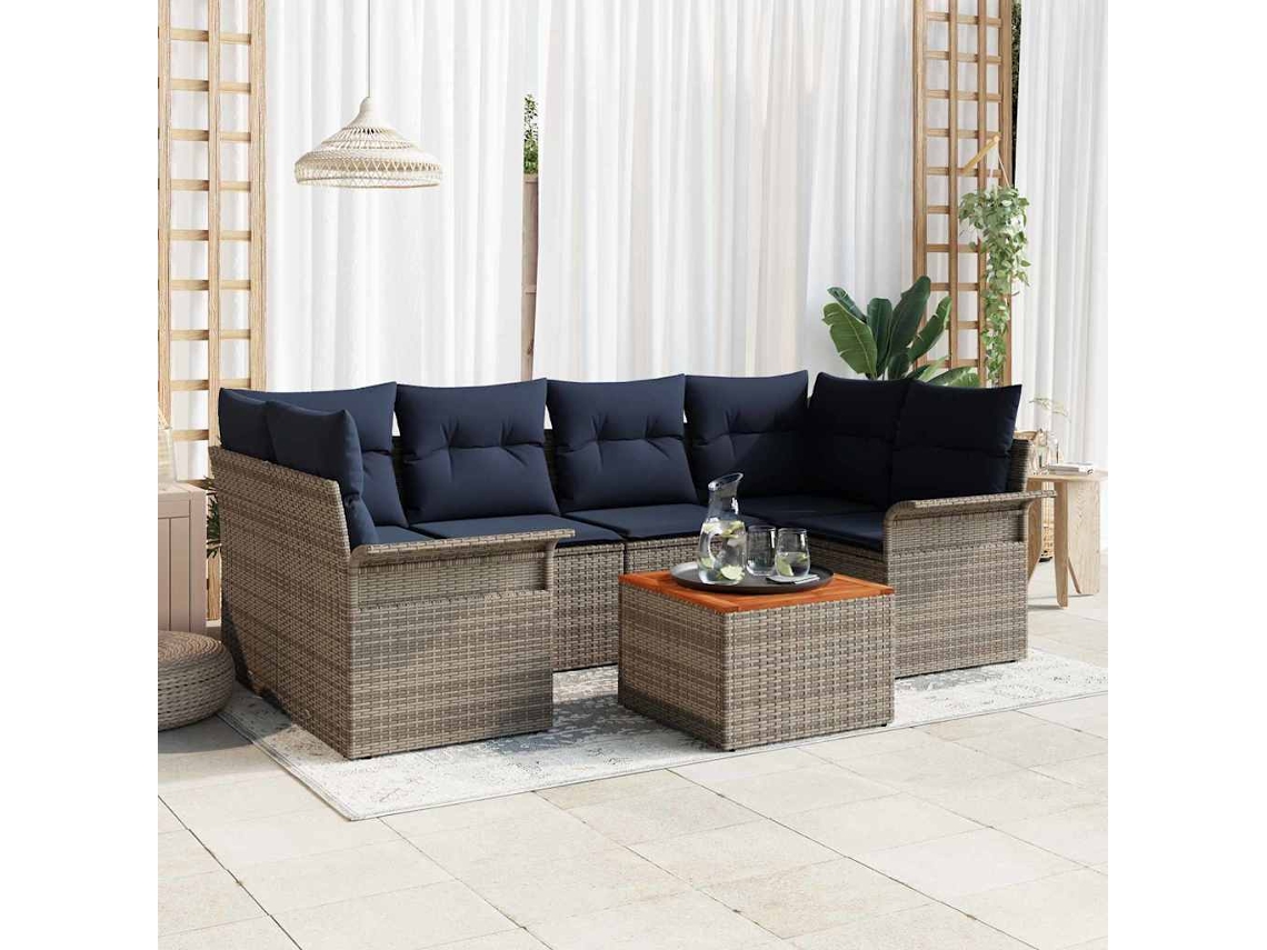 Vidaxl Conjunto De Sofá De Jardim 7 Unid. 6-número De Lugares