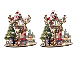 Pacote De 2 Quebra Cabeças De Natal 3d De Madeira Para Crianças Slowmoose