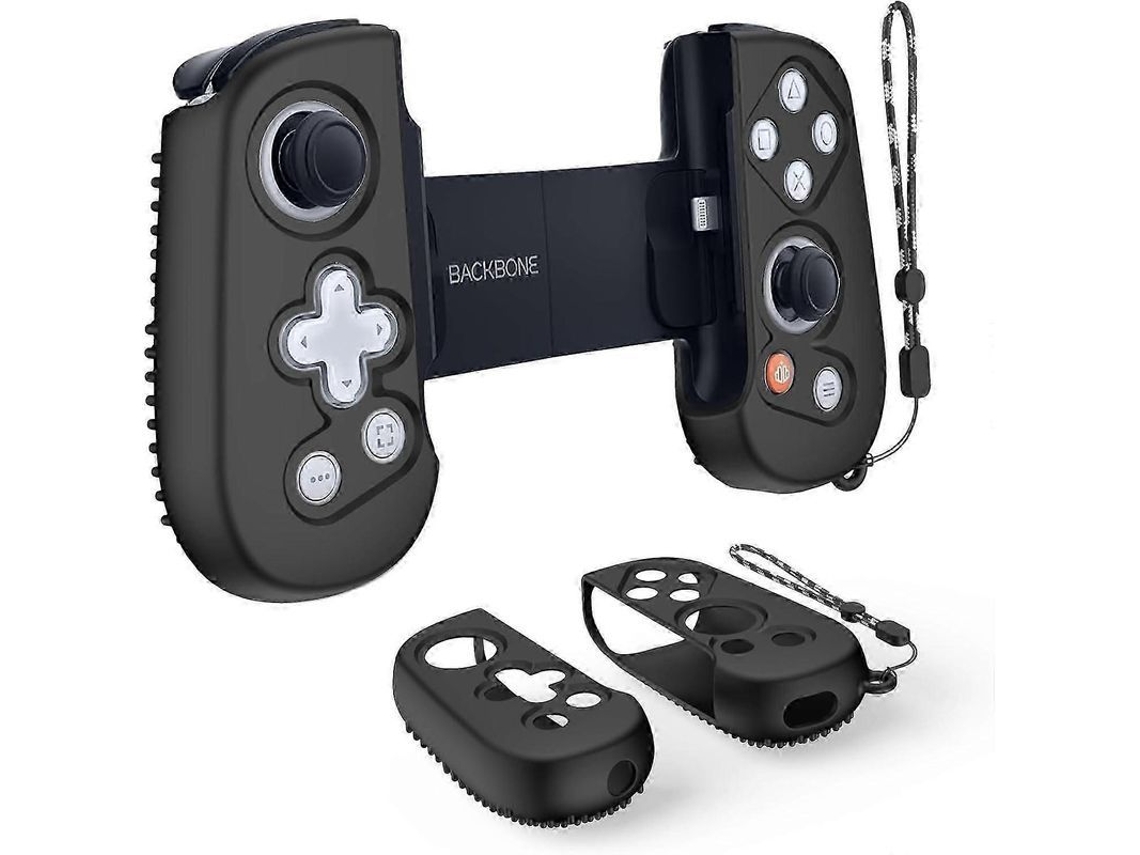 Yuru capa de Grip para Backbone One 1ª Geração, Case de Silicone Anti queda com Cordão, Proteção Completa para Controle de Jogos Móvel Preto