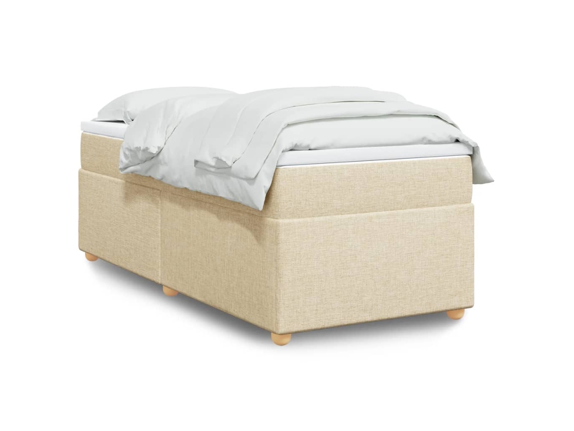 Vidaxl Cama com Molas/colchão 90x190 Cm Tecido Cor Creme