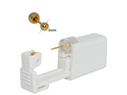 Piercing De Orelha, Dispositivo Descartável Para Perfuração, Estéril, Com Brincos De Aço Inoxidável (1 Par - Esfera Dourada De 3 Mm) Spqment