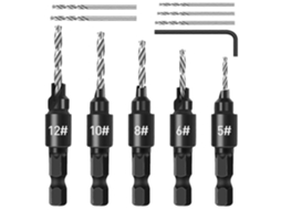 Conjunto de 5 Brocas de Biselaje con Ponta Ajustável, Cabo Hexagonal 1/4" | S/MARCA