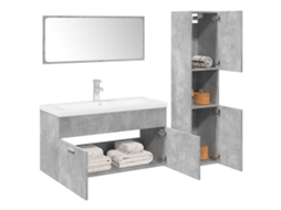 4 Pcs Conj. Mã³veis Banheiro Derivados Madeira Cinza Cimento Dkd Home Decor
