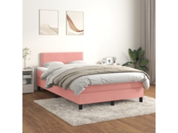 Vidaxl Cama Boxspring Com Colchão 120x200 Cm Veludo Rosa