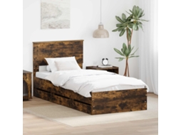 Vidaxl Estrutura Da Cama Com Gaveta Carvalho Defumado 90 X 190 Cm