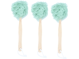 Conjunto Valiclud De 3 Escovas Banho Verdes Com Cabos Longos Madeira E Nylon, Design Ergonômico E Portátil Para