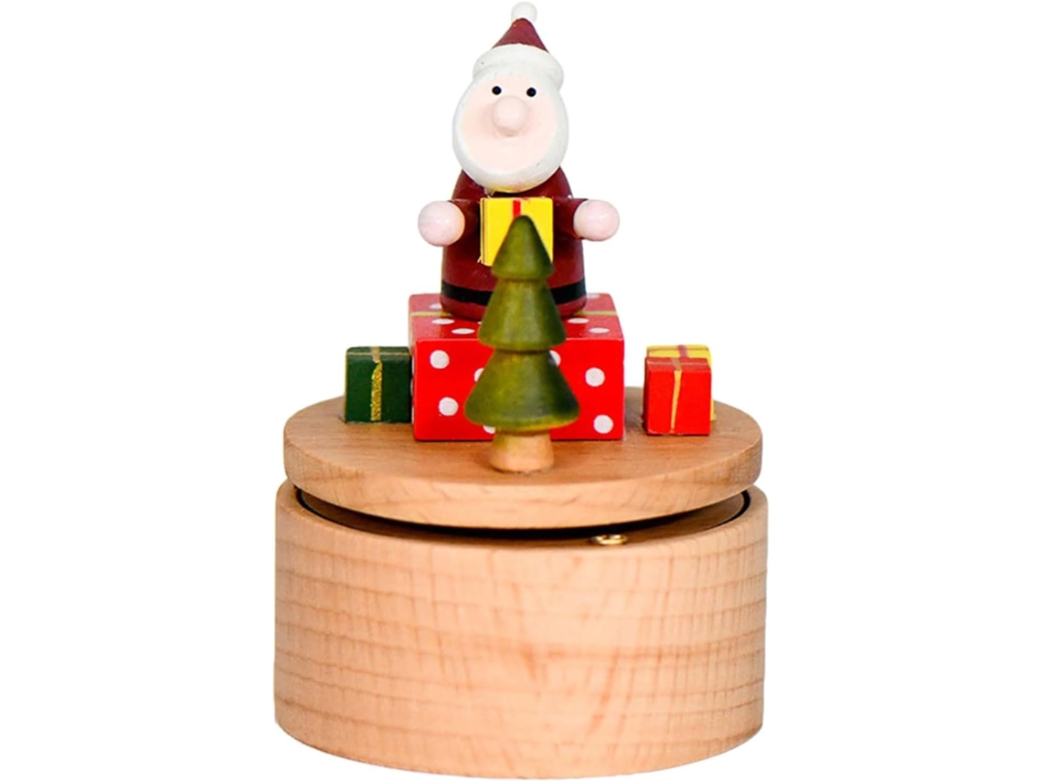 Caixas De Música De Madeira Giratórias Em Miniatura Com Papai Noel, Árvore De Natal, Casamento