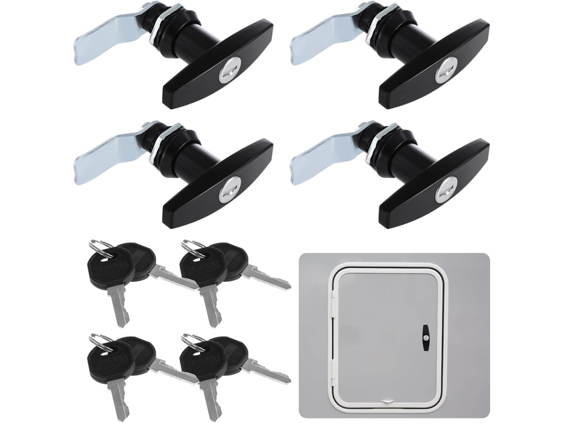 Conjunto De 4 Cadeados Com Alça Em T Para Armários E Gavetas, Travas