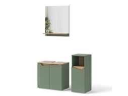 Móveis De Banheiro Marelle, 3 Peças, Com Armário Central, Verde/artesão, Vicco