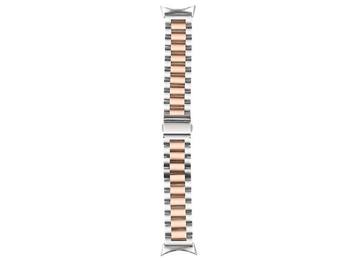 Bracelete para Google Pixel Watch Três Cepas Pulseira de Relógio de Metal de Aço Inoxidável Prata-Ouro Rosa VENISYMLIS