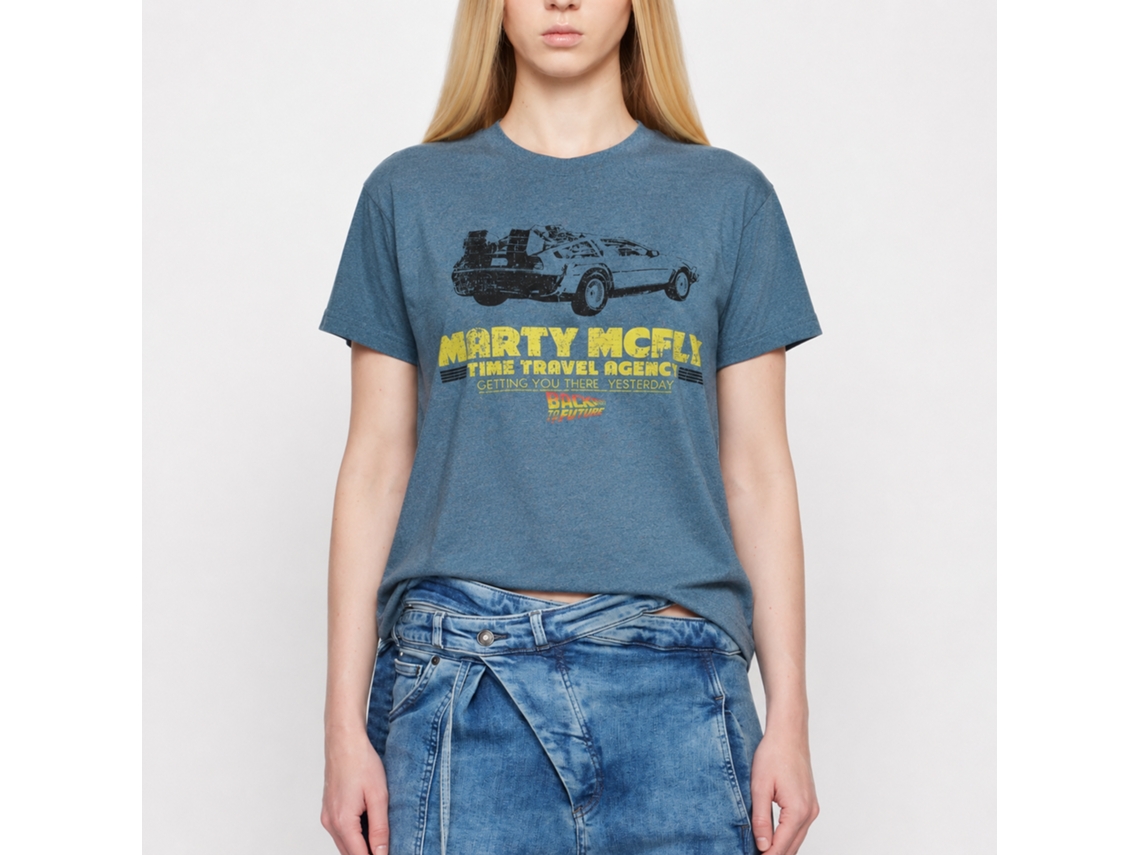 Rockinstone Back To The Future Movie Time In A Car Heather Indigo Adult T-shirt Size:xxl
