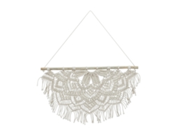 Suspensão De Parede Em Macramé Relaxdays, Artesanal, Estilo Boho, Decoração, A X L: 65 X 60,5 Cm, Algodão E Pinho, Creme