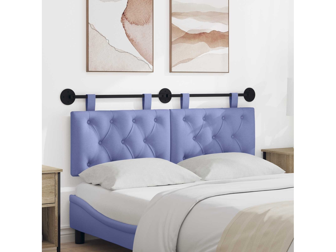 Vidaxl Cabeceira Suspensa Azul Jeans Tecido
