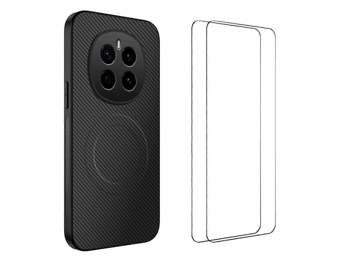 Capa Magnética Para Honor Magic7 Pro 5g Wanlonfeng Tq1 Series Com Textura De Fibra De Carbono E Tpu Para Pc Com 2 Películas De Tela Pretas
