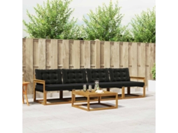 Vidaxl Conjunto De Sofás Para Exterior 5 Pcs Natural E Preto