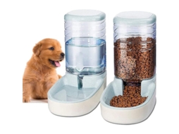 Alimentador Automático para Cães e Gatos. 2 Unidades. 3, 8 L. Tigela para Comida e Água Cinza AQUAFORGE