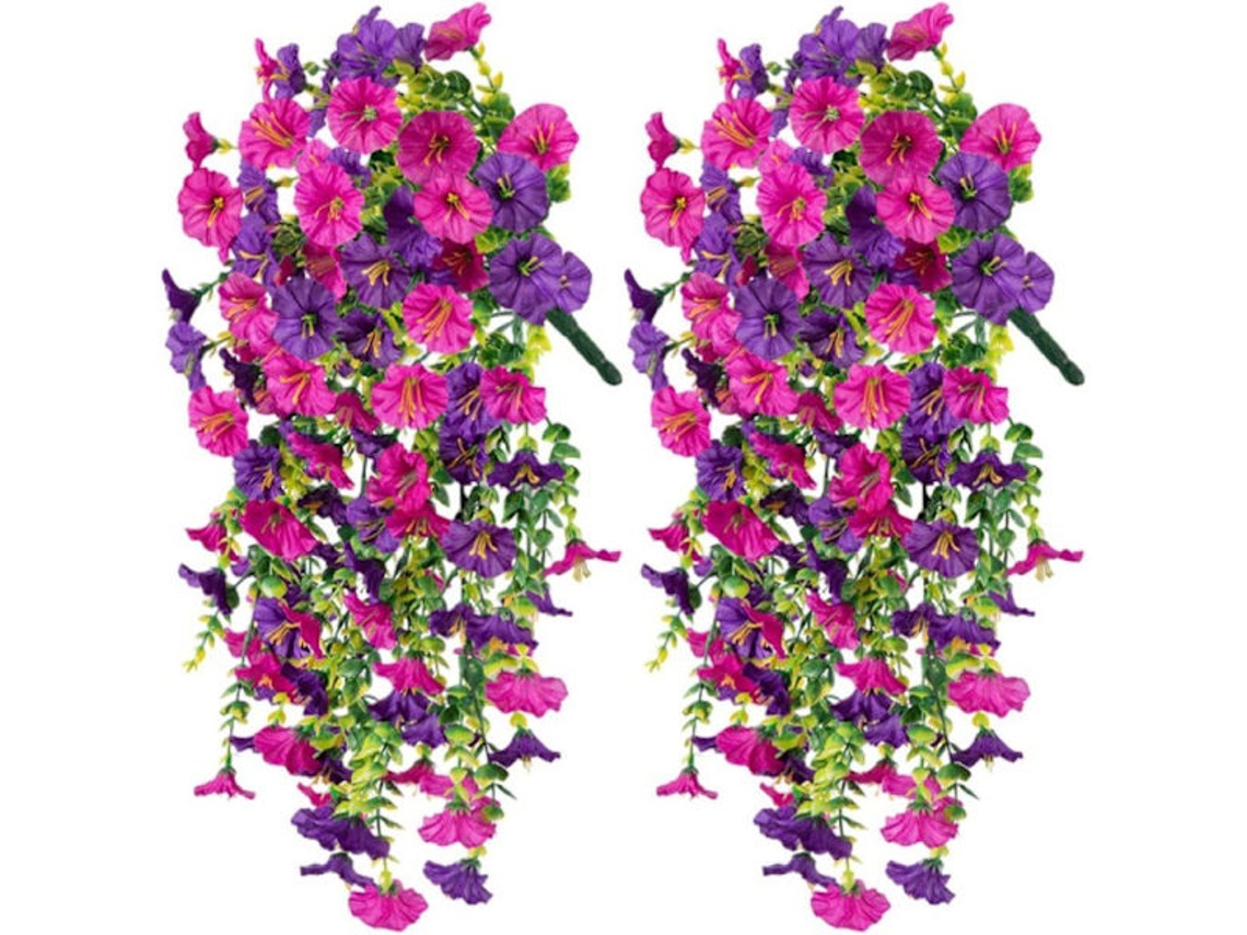 Conjunto de 2 Flores Artificiais Suspensas Resistentes a Raios Uv, para Casa, Jardim AQUAFORGE