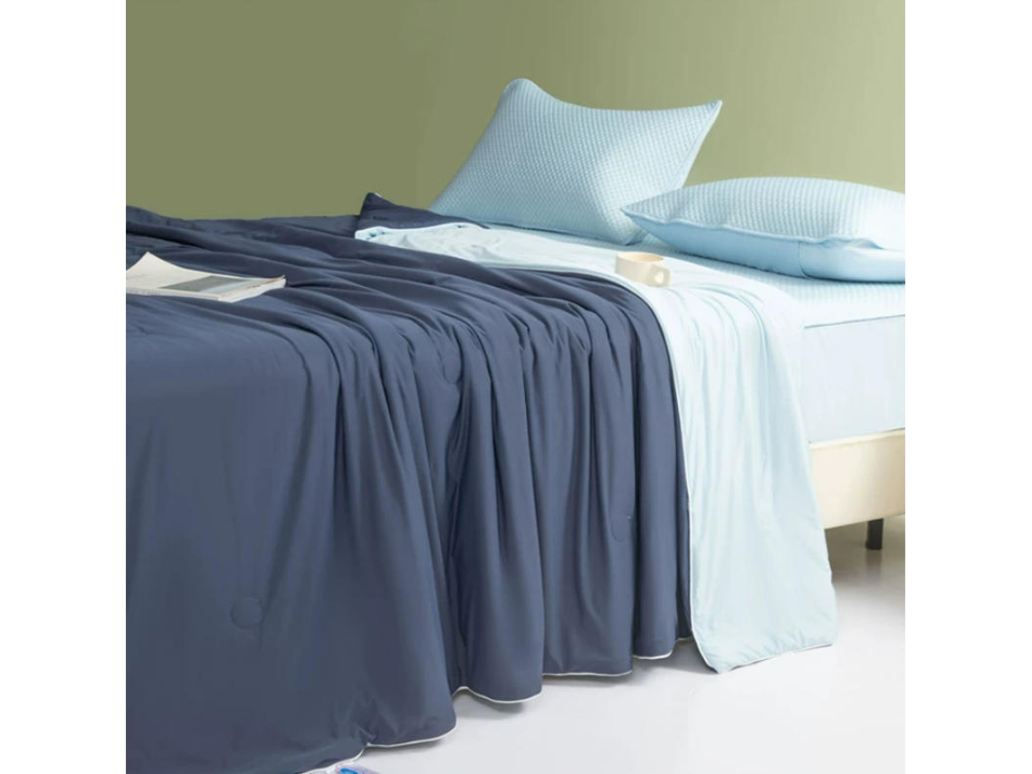 Manta Refrescante (230x200cm) Para Quem Sente Calor Ao Dormir, Suave, Leve E Refrescante (95% Poliéster + 5% Elastano) Azul Marinho Hexinyigjly