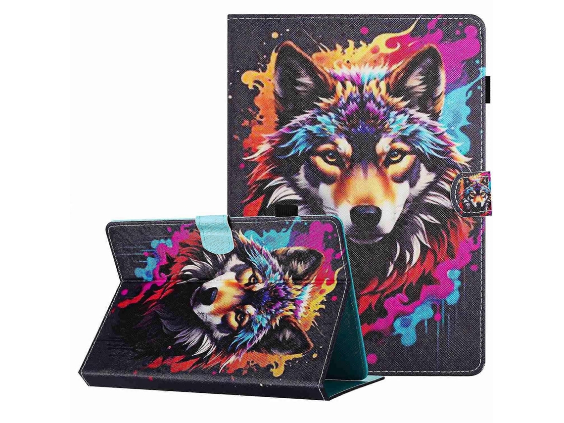 Capa de couro para tablet Webake com padrão pintado e costura