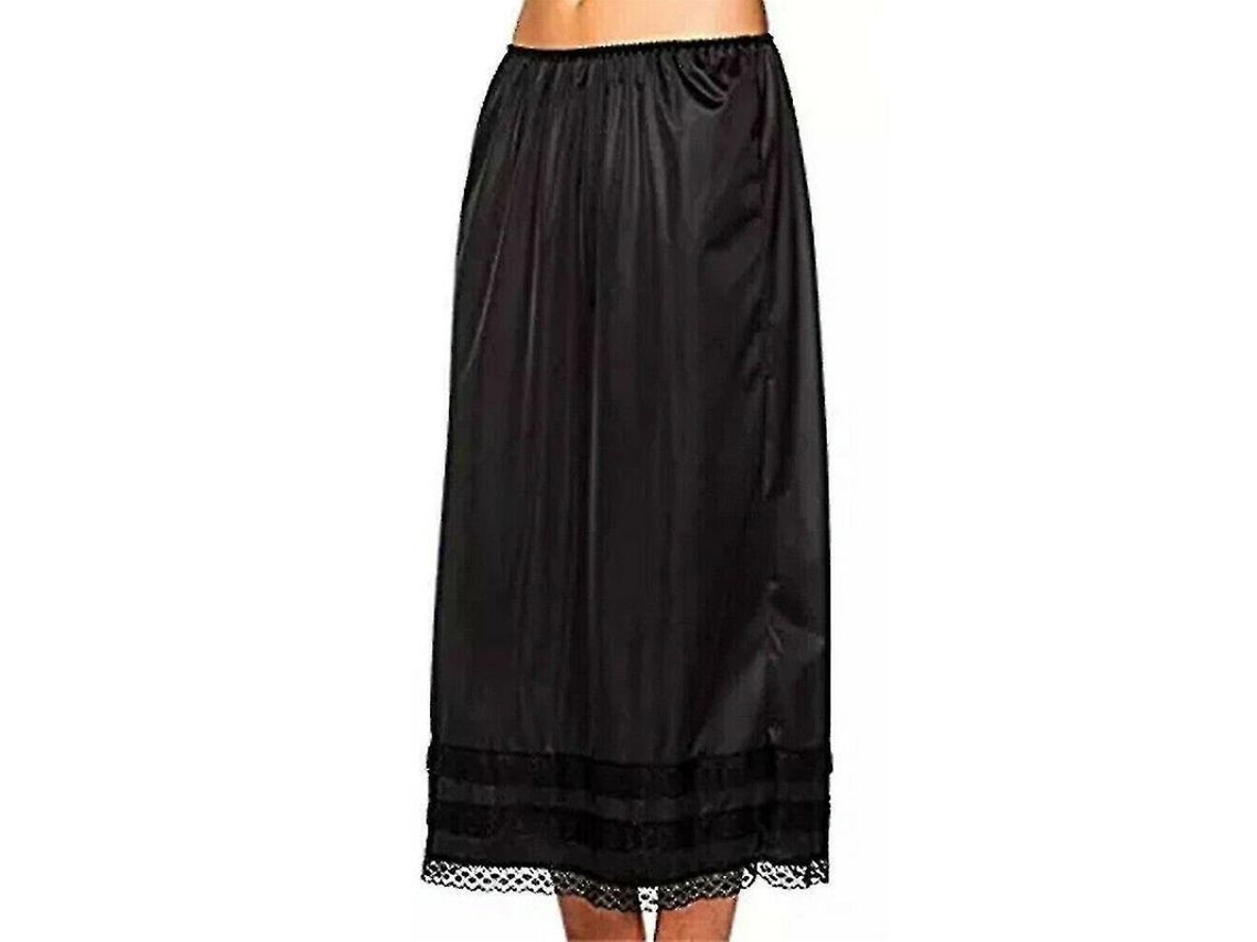 2026-petticoat Largo Para Mujer De Encaje Falda Interior Falda Rnu Xl Negro