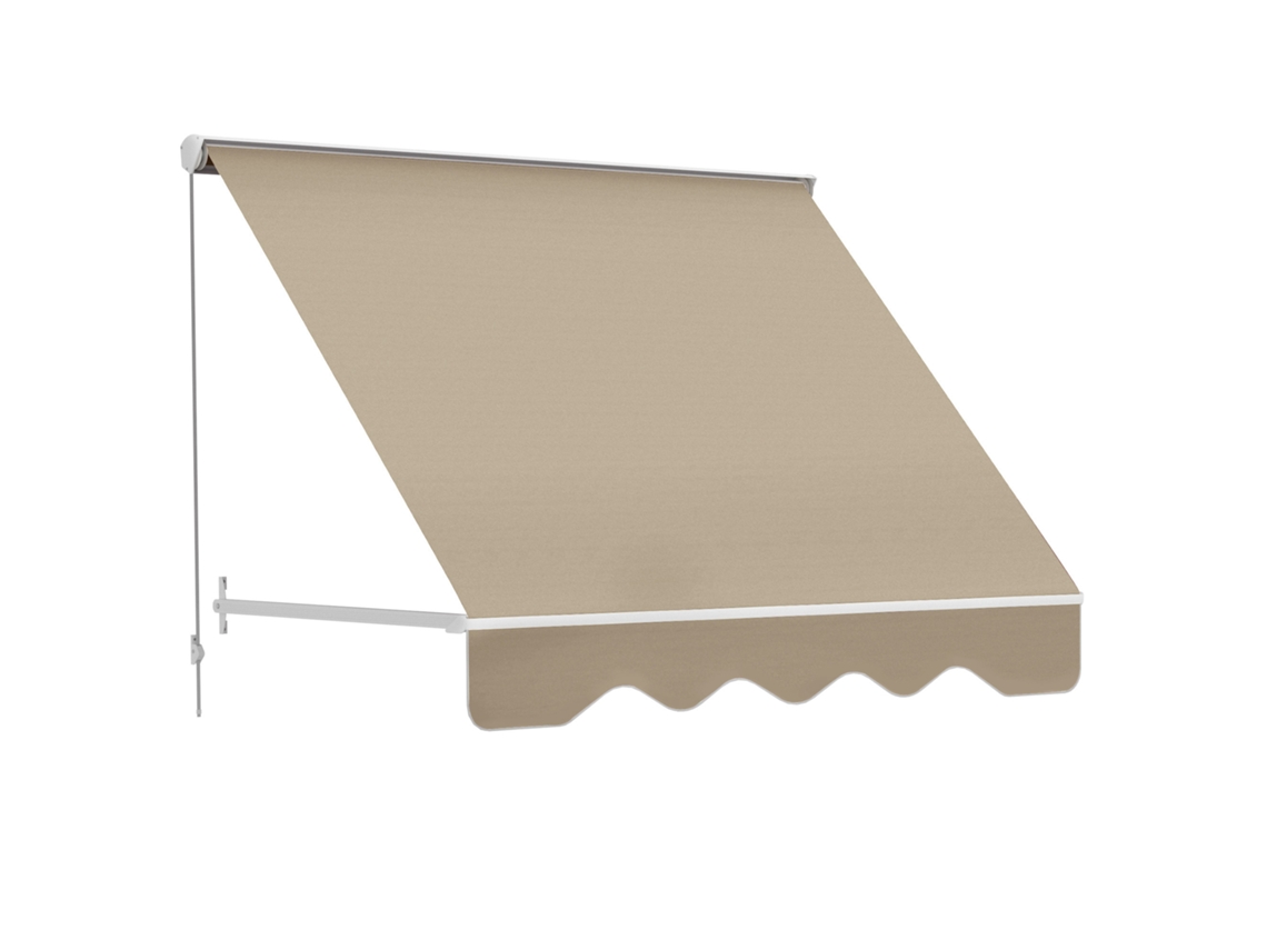 Toldo manual retrátil de alumínio, 180x70 cm, impermeável, tecido de poliéster, bege