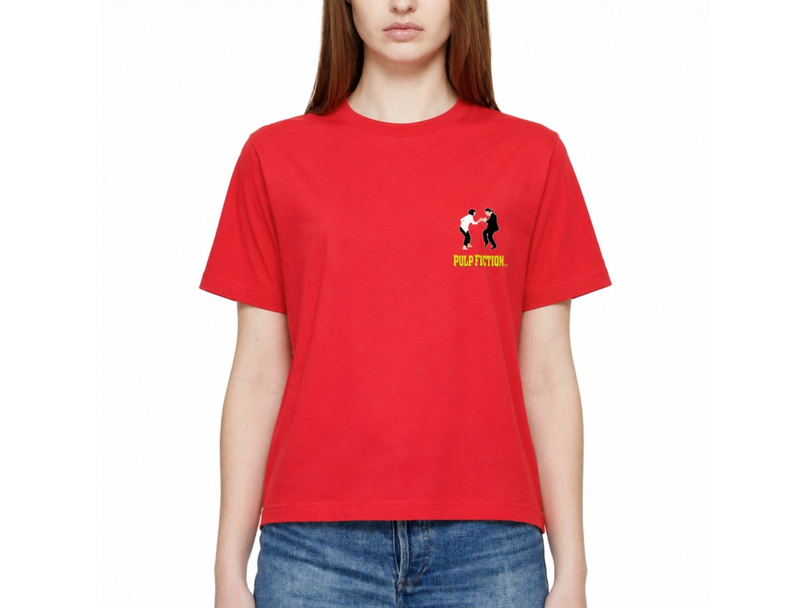 Rockinstone Men's T-shirt Pulp Fiction Vince Mia Graphic Print Tee Red Size:s