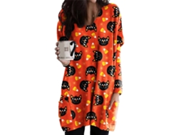 Laxiscreed Vestido Feminino Com Decote Redondo, Fenda, Mangas Longas E Bolsos Grandes Para Festas De Halloween Tamanho 8 S