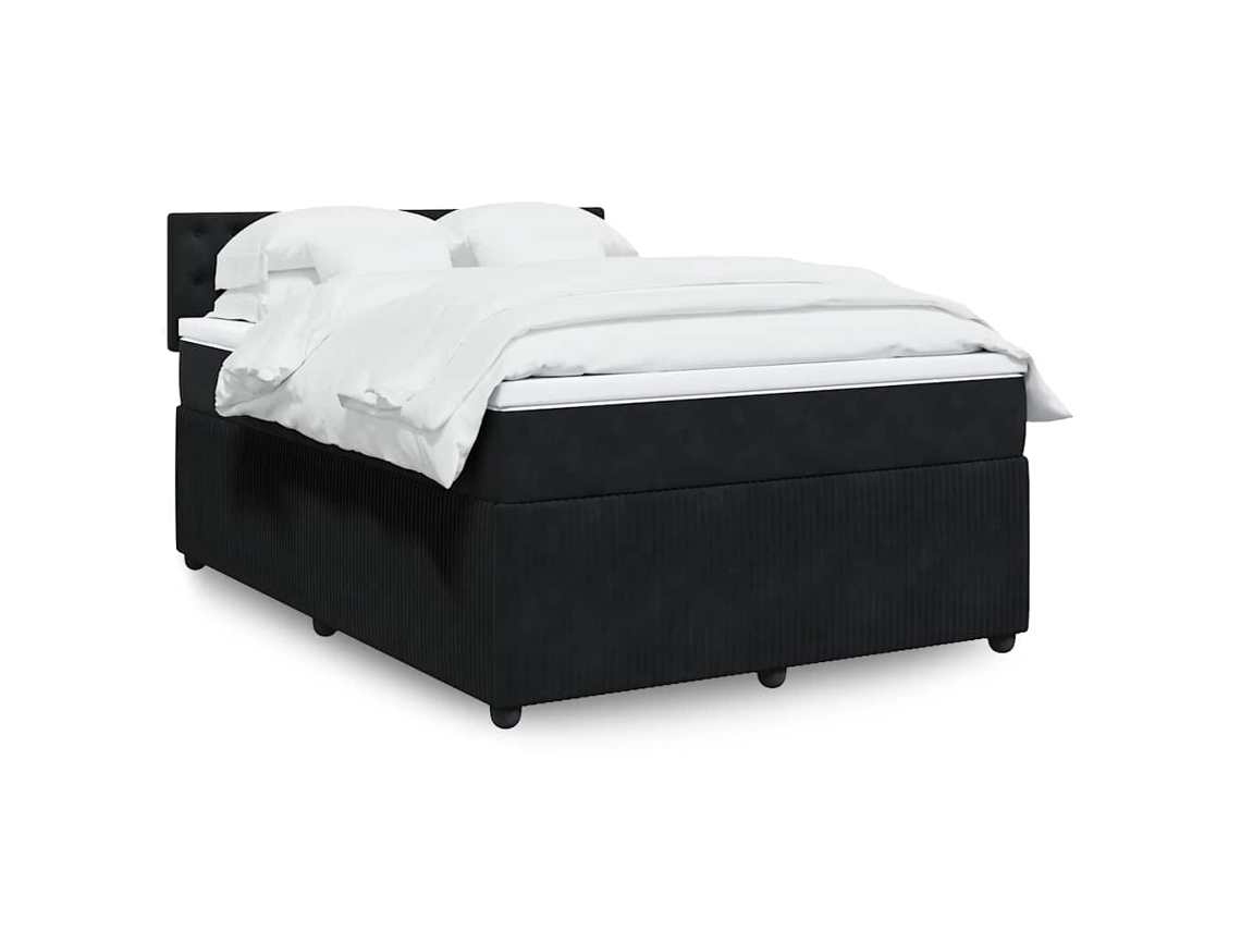 Vidaxl Cama Com Molas/colchão 140x190 Cm Veludo Preto