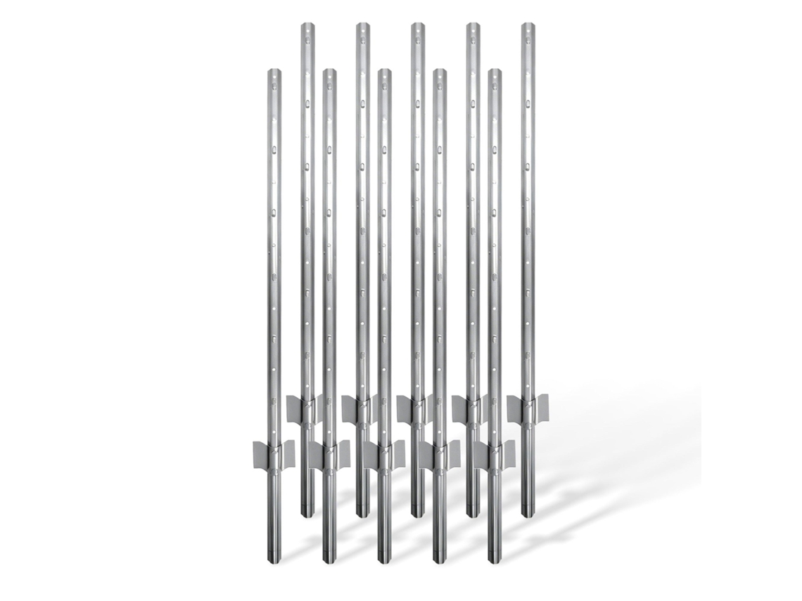 Postes De Cerca Em Aço Com Âncoras De Solo, 90 Cm, Conjunto Com 10