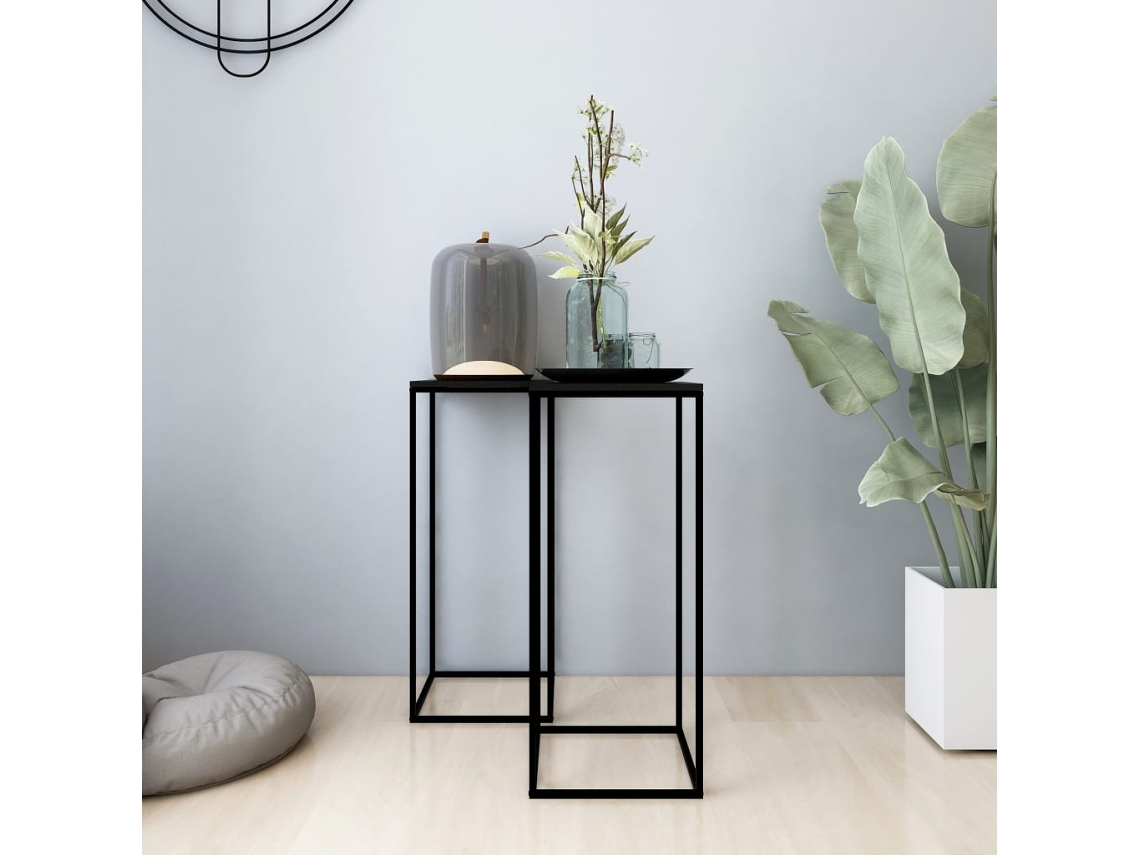 Vidaxl Mesas De Apoio 2 Pcs Aço Preto