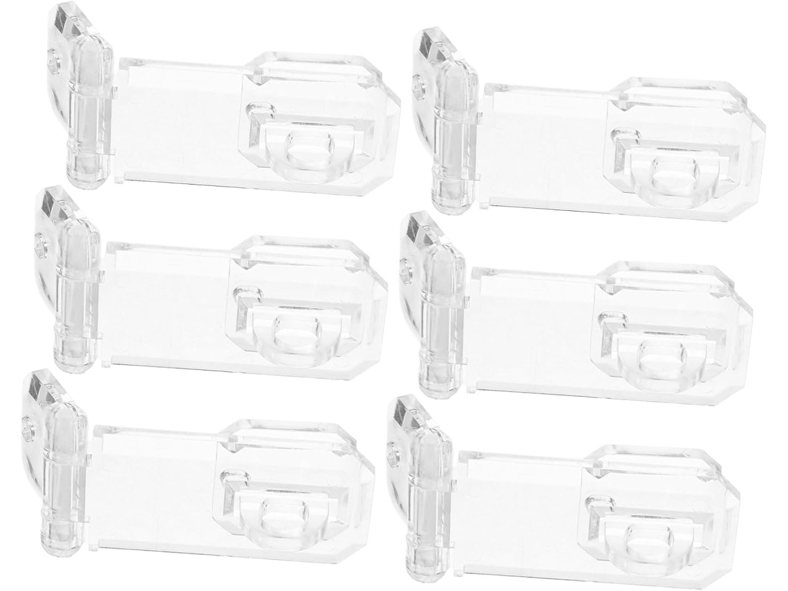 Pretyzoom Conjunto De 6-mini Dobradiças Transparentes Em Acrílico Para Portas Armários E Caixas Joias Trava Segurança