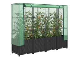 Vidaxl Canteiro Elevado Com Cobertura De Estufa Estilo Rattan 160x40x138 Cm