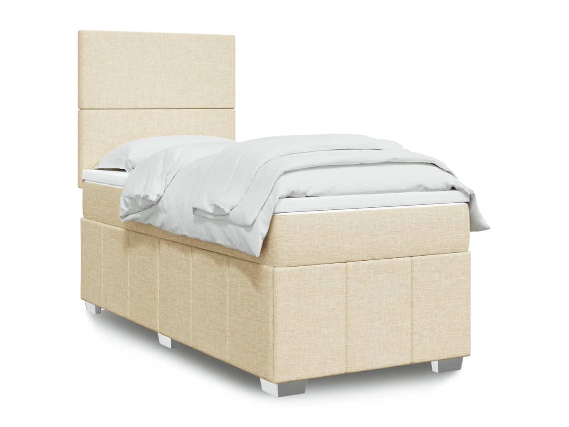 Vidaxl Cama Com Molas/colchão 90x200 Cm Tecido Cor Crème