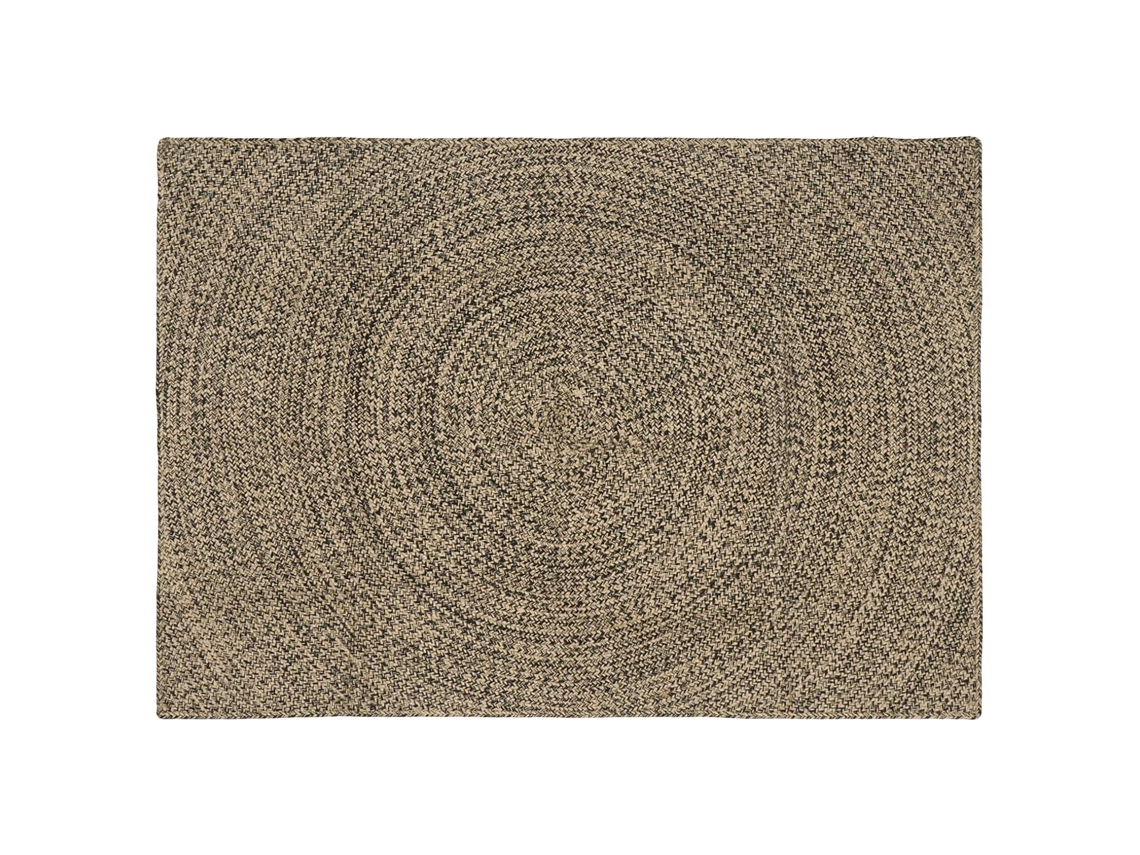 Vidaxl Tapete De Área Natural E Preto 140 X 200 Cm Juta