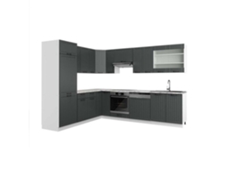 Cozinha de canto Fame-Line, 227 x 287 cm, Mármore PT, Casa de campo antracite/branco, Vicco
