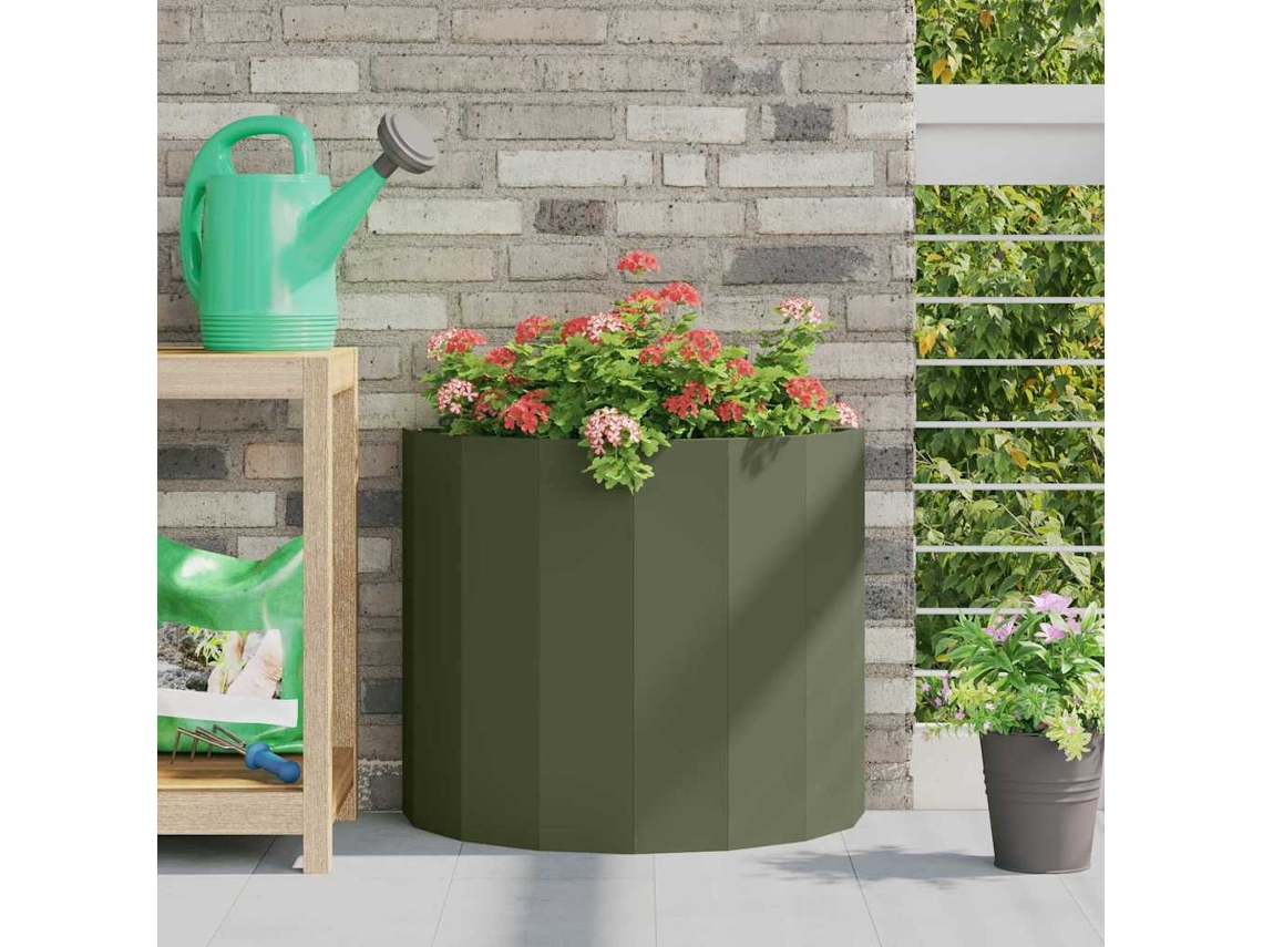Vidaxl Floreira Verde Oliva 60 X 30 X 50 Cm Aço