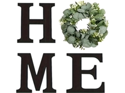 Decoração de Parede para Casa Letras de Madeira, Decoração Rústica com Guirlanda Artificial de Eucalipto Perfeita CHABERLU