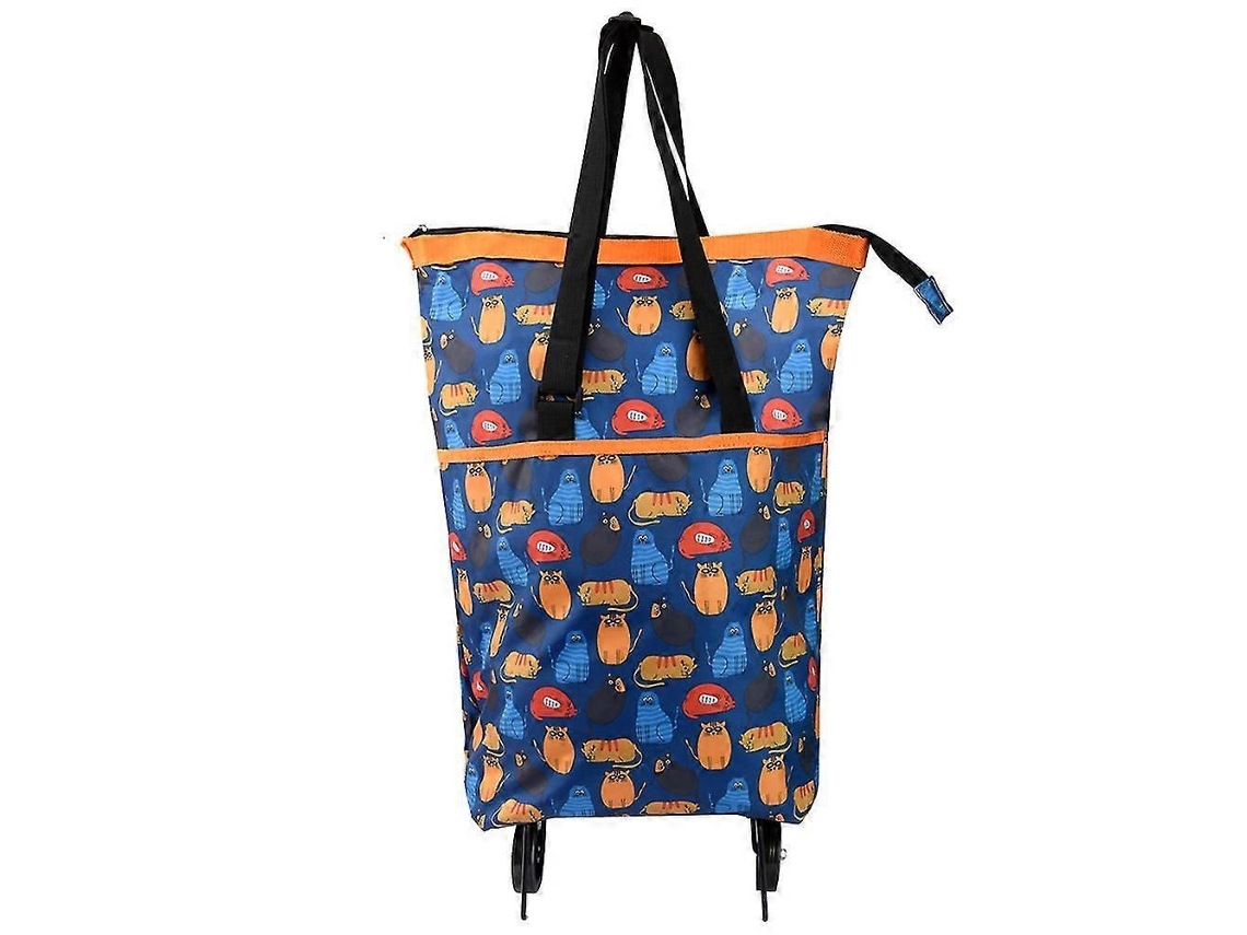 Sacola de Compras Dobrável com Rodas para Uso Externo, em Tecido Oxford, Ideal para Supermercados. GOKOCO