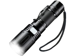 Tocha Potente Com Zoom Super Bright 2100 Lumens P90 Lanterna Com Led De Bolso Com Bateria Recarregável E Cabo, 5 Modos, Yizhood (preto)