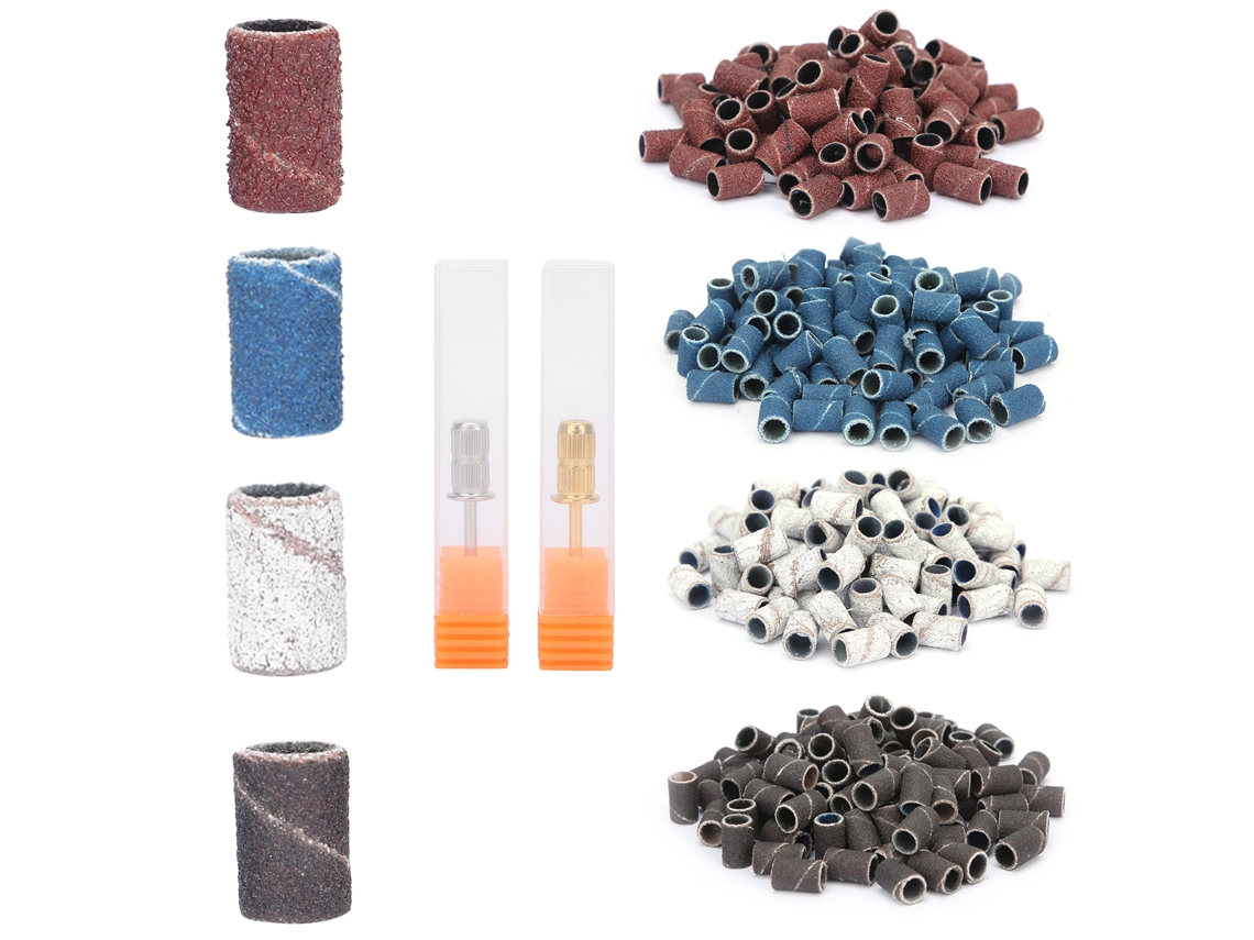 400pcs Cintas De Lijado 80 120 180 240 Grano Herramienta De Manicuría Pedicuría Con Eje