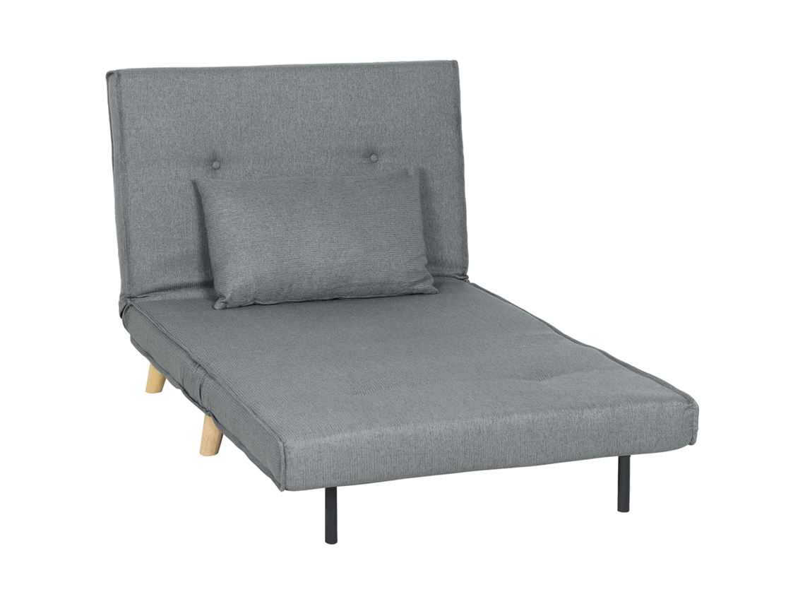 Sofá 3 em 1 Dobrável MARCA, encosto e almofada ajustáveis, cinza, 90x78x79 cm
